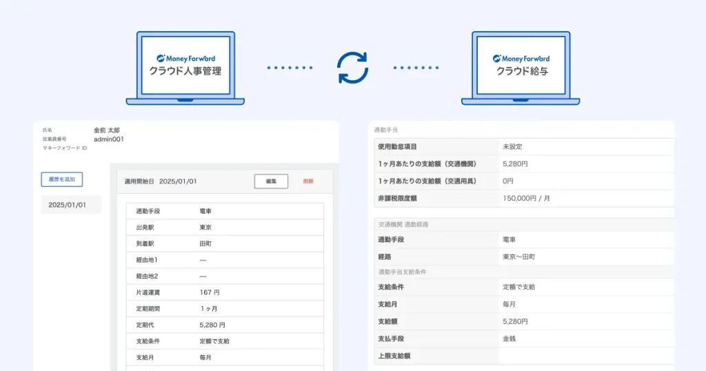「通勤手当」連携の手順