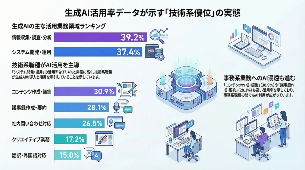 システム開発領域37.4%:技術系優位の実態が判明 